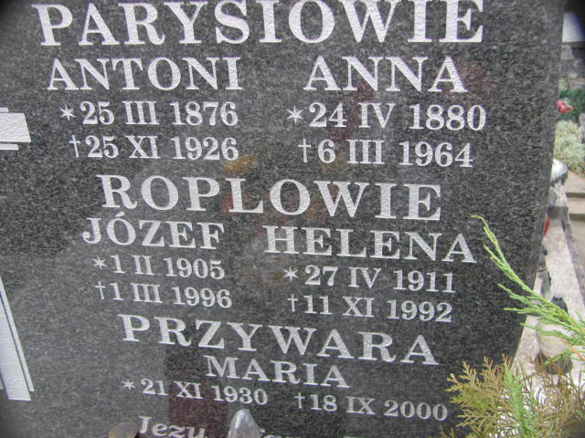 Maria Przywara 1930 Jasło - Grobonet - Wyszukiwarka osób pochowanych